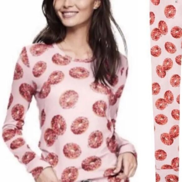 Victoria’s Secret Pink Cozy Sleep long sleeve Donuts print pajama top ONLY Xs - Picture 3 of 4